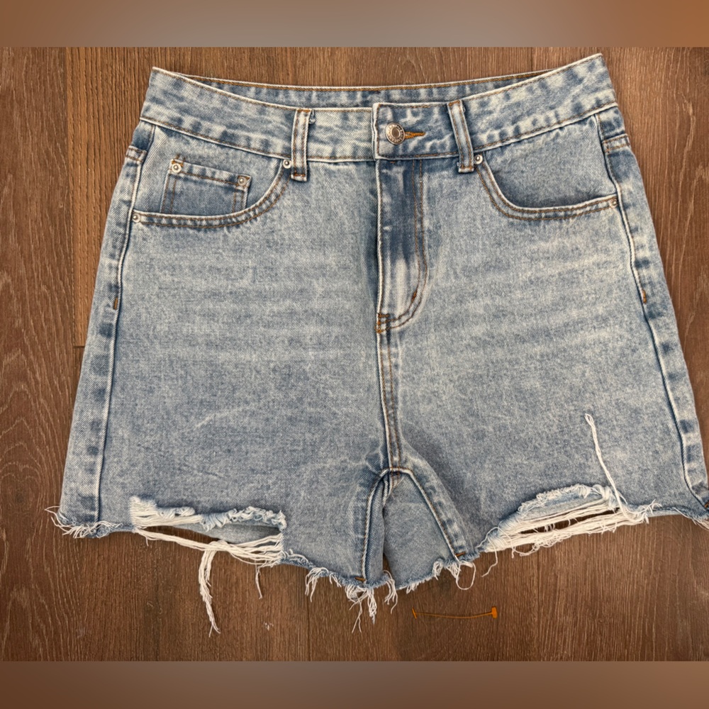 SHEIN Light Blue Distressed Jean Shorts